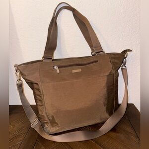 Baggallini Laptop Tote Bag NWOT Travel Work Nylon Crossbody Brown Lightweight